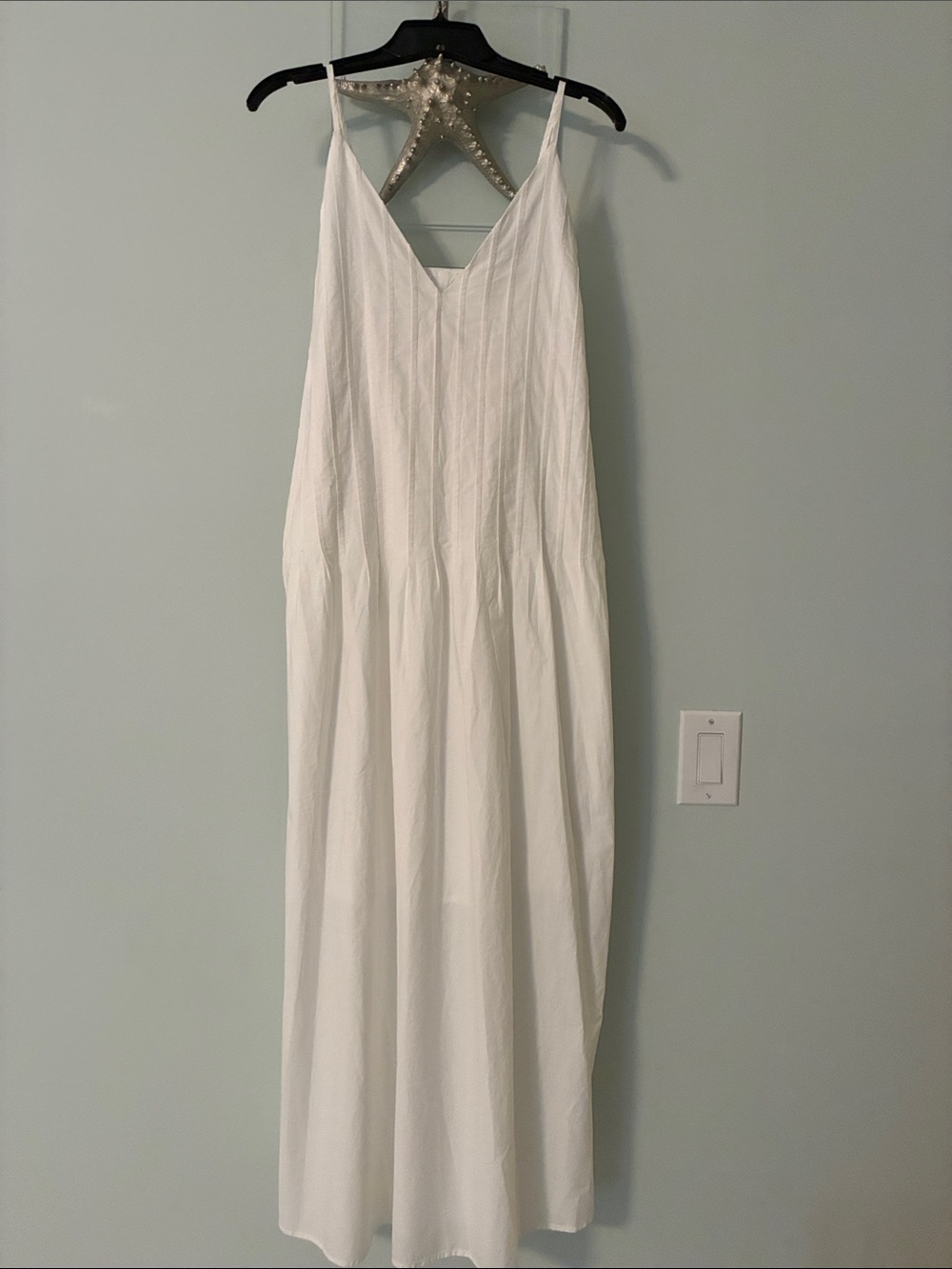White Sleeveless Maxi Dress - Classic V-Neck. Size S.